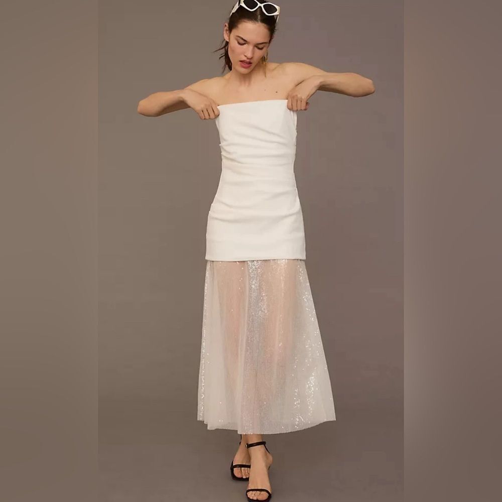 Anthropologie MISHA Strapless Sheer Dress